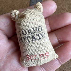 Vintage 1950s Miniature Idaho Sack Of Potatoes Burlap 1.75” Tall - Dollhouse